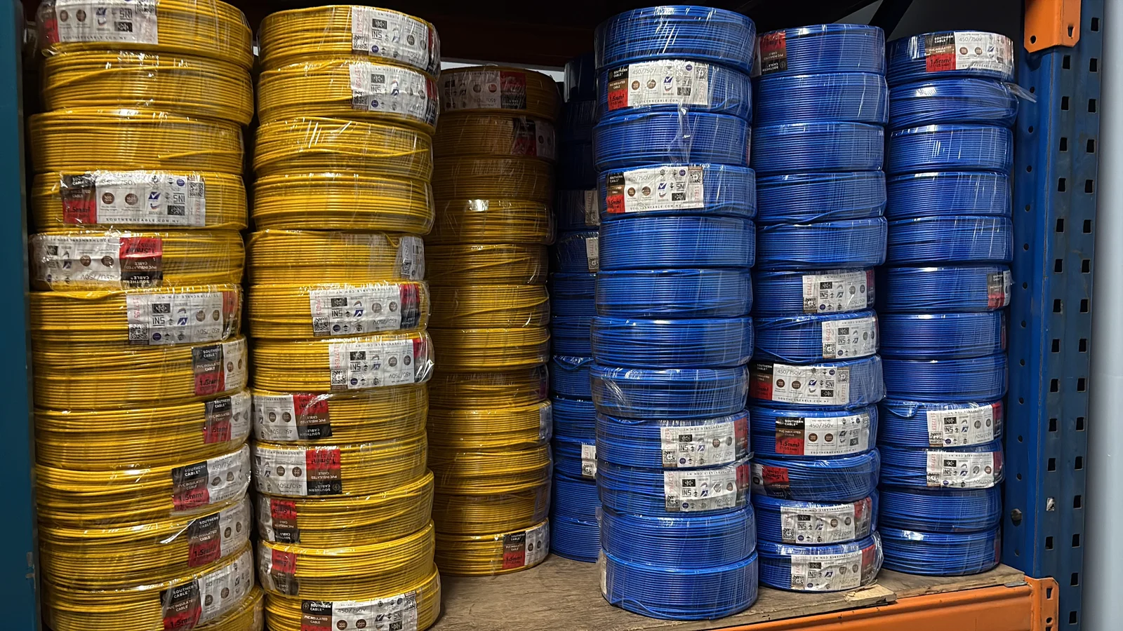 Southern Cable and cable support inventory at the Vertex warehouse in Batam